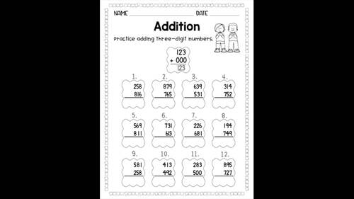 Three and Four-Digit Addition Worksheets | Grades 3–4 Math Practice