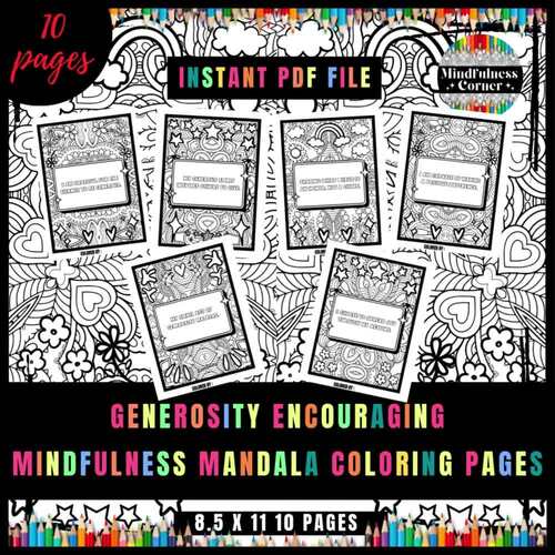 Generosity Encouraging Affirmations Coloring Pages, No Prep | TPT
