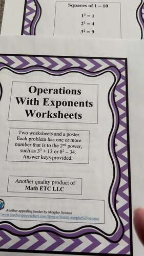 Operations With Exponents Worksheets by MonumentalMath | TPT
