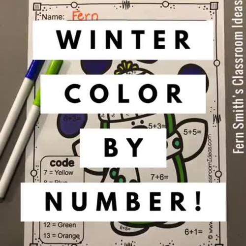 Winter Color By Number Addition Funky Penguin Series