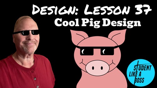 Preview of STEAM "Cool" Pig Design: Digital Art Google Drawings Lessons and Tech Sub Plans