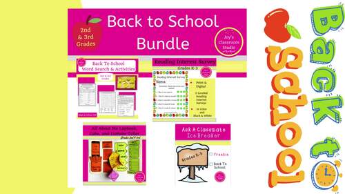 2nd and 3rd Grade Back To School Activities For Beginning of School Year