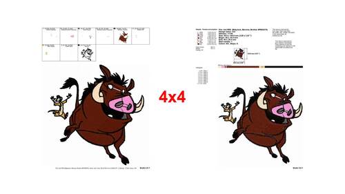 Pumbaa the warthog and Timon meerkat running embroidery designs ...