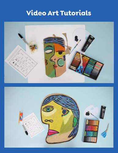 Preview of Pablo Picasso Beginner Art Craft Lesson, Cute Fact Sheet, Printables, More!