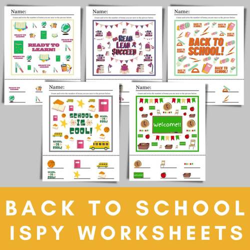 Back To School Activities iSpy Printable Worksheet by Jenny Marie