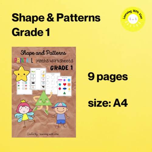 Shape & Patterns Worksheets - Grade 1 by Learning With Vina | TPT
