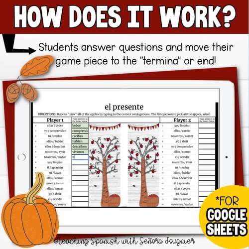 Fall Spanish Present Tense Ar Verb Digital Activity | TPT
