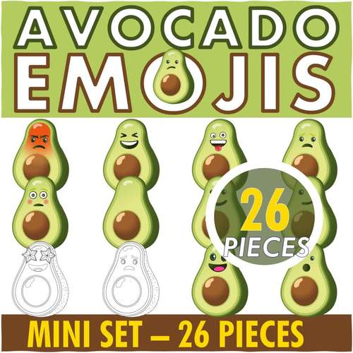 Avocado Emojis Avocado Faces Avocado Emoticons Clipart - MINISET