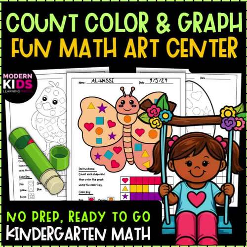 Count & Graph Shapes Fun Math Art Center - Spring & Summer Coloring Activity