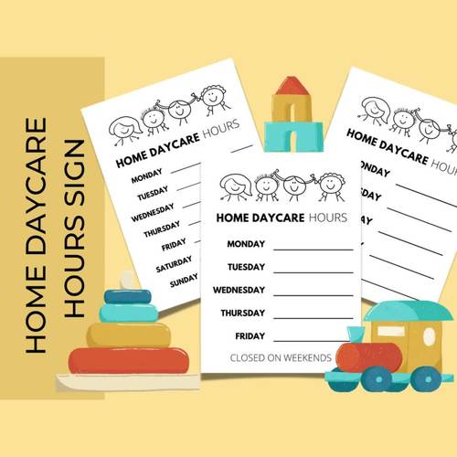 Home Daycare Business Hours Sign Home Daycare Hours of Operations Sign