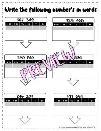 Place Value Worksheets Practice 6 Digit Numbers | Place Value of Larger ...