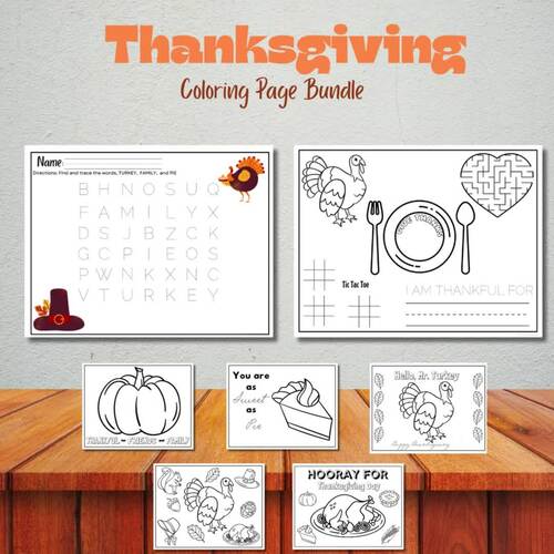 Thanksgiving coloring Page Bundle by Tres Abundance | TPT