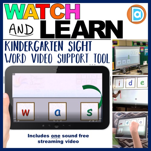 Preview of Was | FREE Watch & Learn Sight Words, Kindergarten Sight Word Support Resource