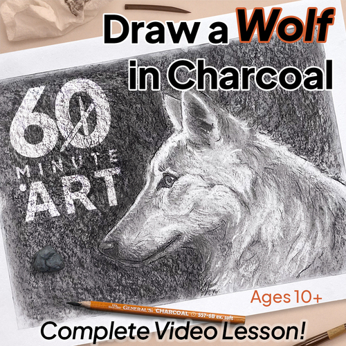 Preview of Draw a Wolf in Charcoal on Paper