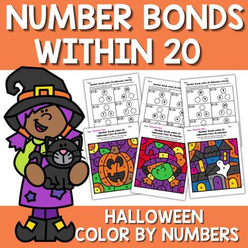 Halloween Number Bonds Color by Number Part Part Whole Fun Worksheet