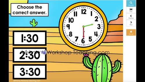 Boom Cards Math Telling Time To The Half Hour Distance Learning | TPT