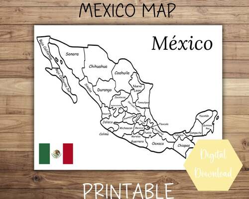 Mexico Map Printable Instant Download PDF by The Little School Shop