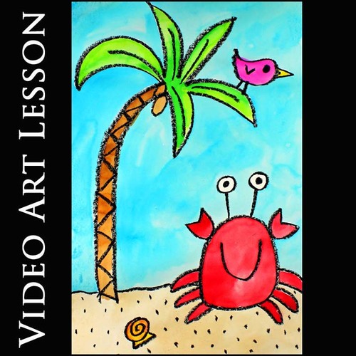 Preview of CRAB ON THE BEACH Art Project | EASY SUMMER Drawing & Painting Project