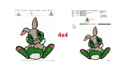Adorable Thumper bunny rabbit sitting classic movie embroidery designs ...