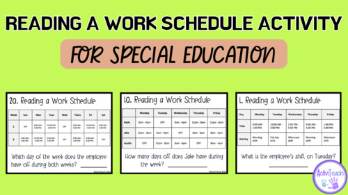 Preview of My Favorite Reading a Work Schedule Activity: Write the Room | Special Education