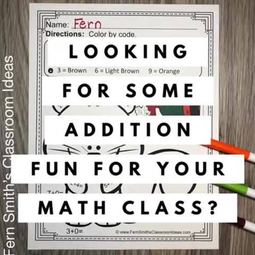 Fall Color By Number Addition by Fern Smith's Classroom Ideas | TPT