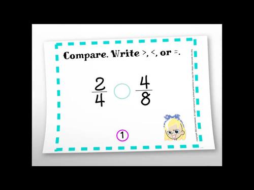 Comparing Fractions (NF.2):  PowerPoint Math Lesson and Task Card Bundle