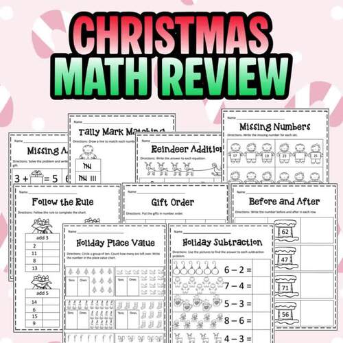 10 Christmas Math Review Worksheets - Preschool! Kindergarten! First Grade!