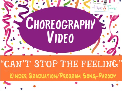 Preview of Choreography VIDEO for "Can't Stop the Feeling", K Pre-K graduation song. Trolls