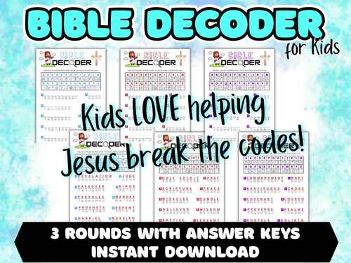 Printable Bible Decoder Worksheets - 3 Versions with Answer Keys