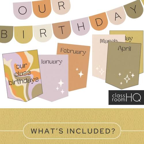 SUNDAZED Classroom Birthday Display | Retro Classroom Decor by classroomHQ