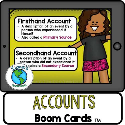 First Hand and Second Hand Accounts Boom Cards Distance Learning