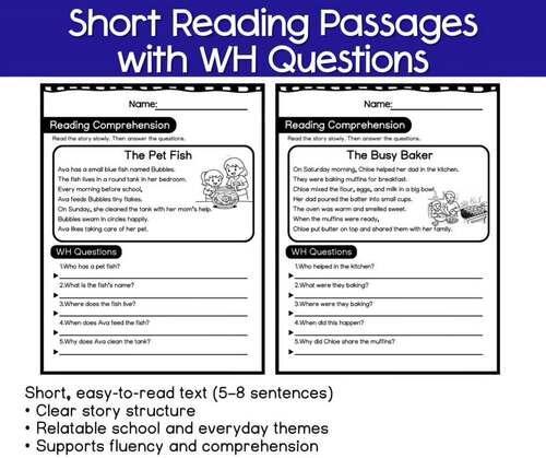 Short Reading Passages with WH Questions | Reading Comprehension Worksheets