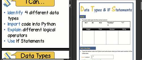 Data Types in Python Programming – Computer Science Coding Worksheets