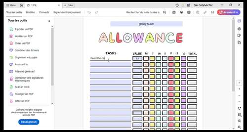 Allowance Chart for Kids - Fillable PDF | Track Tasks, Points, & Weekly ...