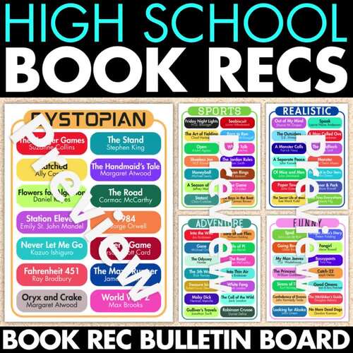 Book Recommendation Posters | High School Library Reading Corner Book ...