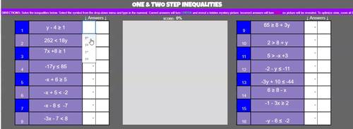 One & Two Step Inequalities Picture Reveal by Abaco Education Zone