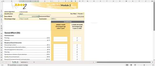 ADOS-2 Module 2 Professional Auto-Scoring Spreadsheet