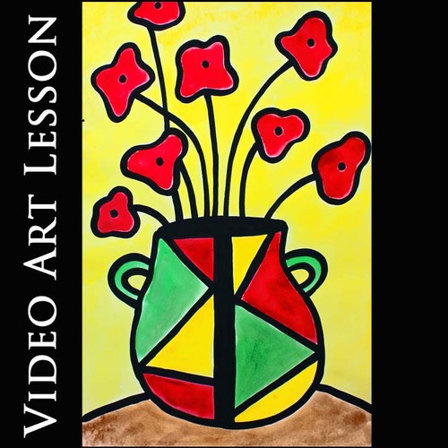 Preview of KWANZAA VASE & FLOWERS Video Art Lesson | Directed Drawing & Painting Project