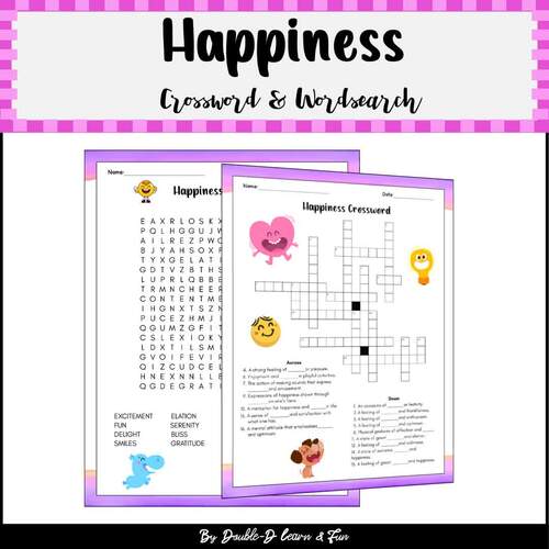 Happiness Crossword Wordsearch 3 5 Vocabulary Activities Morning Work