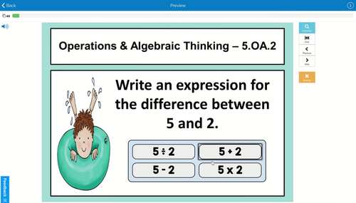 Summer Math Review of 5th Grade Boom Cards | Self Correcting Digital ...