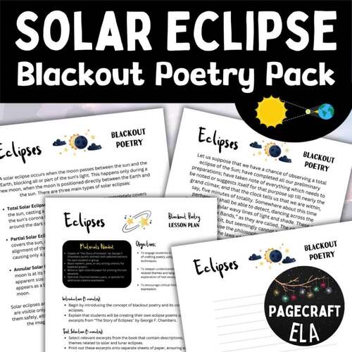 Solar Eclipse Blackout Poetry Activity with Lesson Plan and Printable ...