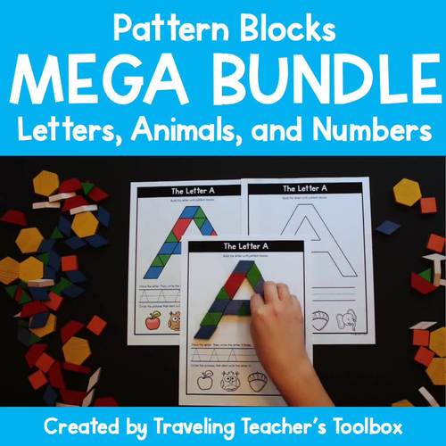 Pattern Block Mats Mega Bundle with Letters, Animals, Numbers 1-10