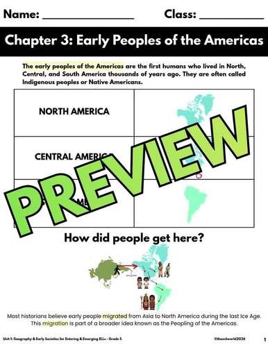 Grade 5 ELL Passport to S.S. Review Packet Unit 1: Early Peoples of the ...