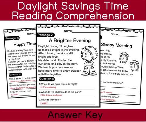 Daylight Savings Time Holiday Reading Comprehension by Kidz Learning Studio