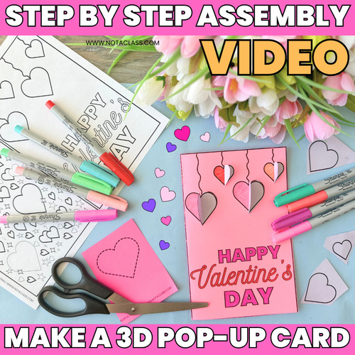 Preview of 3D Pop-Up Card Assembly Video for Students | Valentine's Day Card Writing Craft