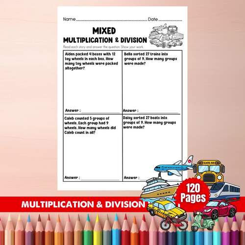 Grade 3 Multiplication & Division Word Problems Bundle | Transportation Math Wor