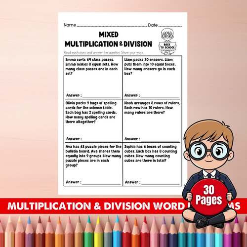 3rd Grade Multiplication & Division Word Problems Worksheets | Back to ...
