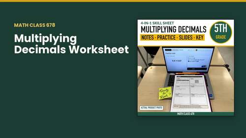 Multiplying Decimals Worksheet | Decimal by Decimal | 5th Grade Math Notes