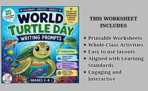 20 World Turtle Day Writing Prompts | Environmental Writing | Grades 2–8