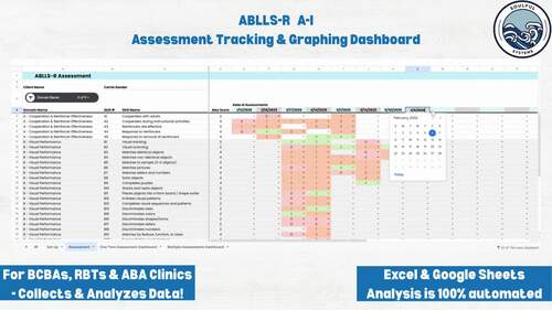 ABLLS-R Tracking Sheet Excel, ABLLS-R Scoring Sheet, ABLLS-R Data Graphs